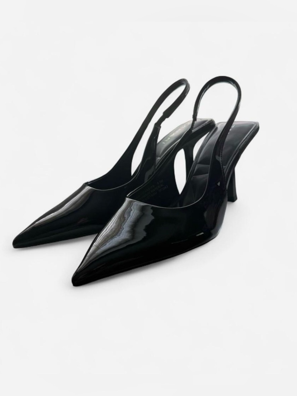 Tahari Black Patent Pointed Slingback Heels
